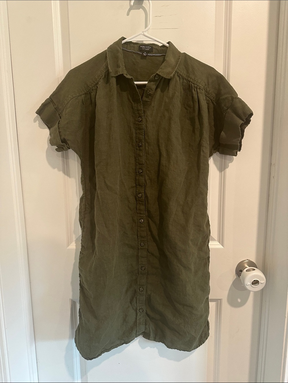 Baird McNutt for J. Crew Olive Green Irish Linen Shirt Dress